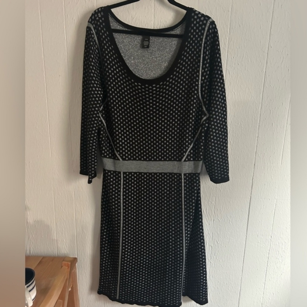 LANE BRYANT Polka Dot Sweater Dress Party Black and White Dress Size 22/24 LBD - Picture 3 of 6